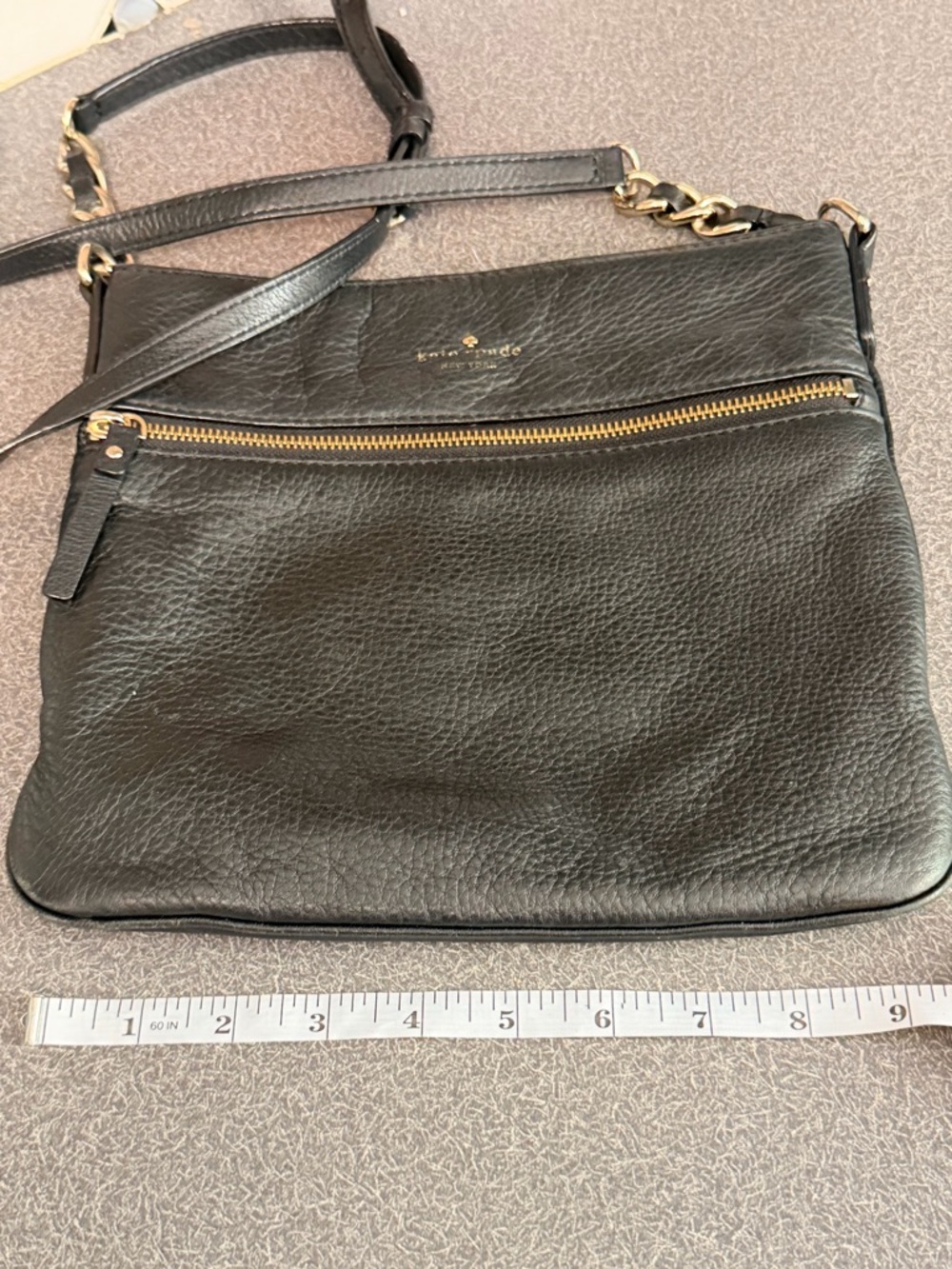 kate spade Black Pebbled Leather Crossbody with Gold Hardware